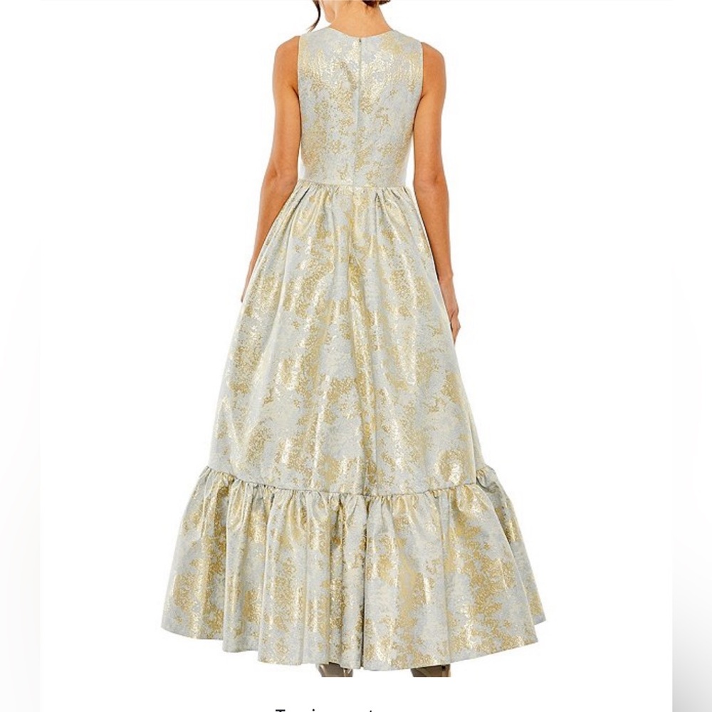 Mac Duggal Gold High-Low Ruffled Gown - Picture 2 of 4